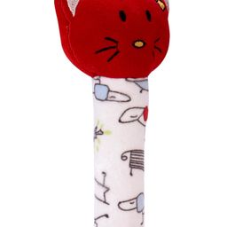 SnugglePuff Soft Kitty Rattle, Two Sounds: Rattle & Squeaker, Embroidered Face  Red-2