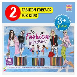 Hello Friend Books Fashion Forever Art Kit: Colour Your Own Fashion Figures, Dresses, Hairstyles and More -  Colouring Art Kit with 30 Coloured Pencils and Creative Artwork-15