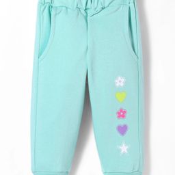 Zero Cotton Knit Full Length Legging With Floral & Heart Print - Sea Green-image-72