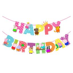Zyozi Cartoon Theme Happy Birthday Bunting Banner for Boys or Girls Birthday MultiColor-image-41