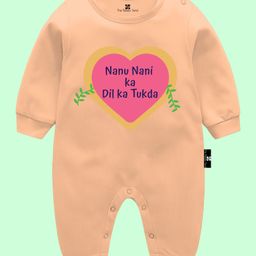The Peppy Tend 100% Cotton Full Sleeves Nanu Nani Ka Dil Ka Tukda Text Printed Romper - Peach-image-91