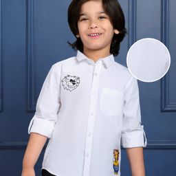 Mark & Mia Cotton Woven Full Sleeves Shirt With Lion Print - White-image-79