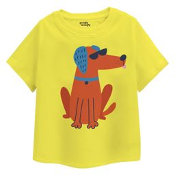 Guugly Wuugly Pure Combed Cotton Half Sleeves Dog Printed Skin Friendly Tee - Yellow-image-6