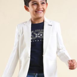 Dapper Dudes Full Sleeves Textured Blazer With Typography Printed Tee - White-image-43