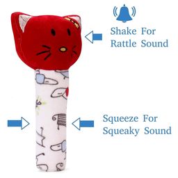 SnugglePuff Soft Kitty Rattle, Two Sounds: Rattle & Squeaker, Embroidered Face  Red image 2