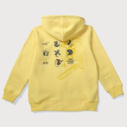 GINI & JONY Cotton Knit Full Sleeves Front Open Hooded Sweatshirt With Brand Name Print - Yellow image 2