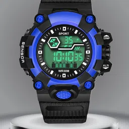 ON TIME OCTUS Kids Round Dial & Bracelet Style Straps Digital Watch DIGI-033 BLACK BLUE-image-33