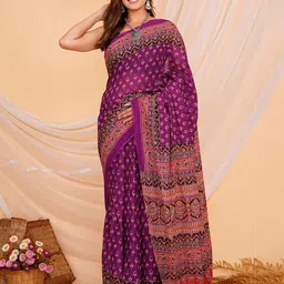Shivanya  Handicrafts Ajrak Block Pure Cotton Block Print Saree-picture-17