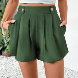 StyleCast Women Regular Fit Pleated High-Rise Hot Pants-image-86