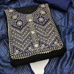 Maroosh Floral Embroidered Sequined Chanderi Cotton Unstitched Dress Material-image-97