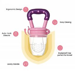 Enorme Silicone Yellow Biscuit Shape Teething Teether with Silicone Fruit and Food Nibbler Pacifier for Babies image 4
