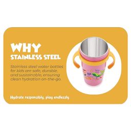 Adore Snoozy Stainless Steel Straw Sipper with Retractable Head and Twin Handle- 360ml Pink image 5