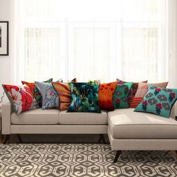 SEJ by Nisha Gupta  Set of 10 Printed 16'' x 16'' Square Cushion Covers-92