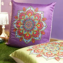 Romee Purple & Green Velvet Cushion Covers (60 x 60 cm) - Set of 2-9