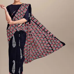 Craft Musium Ethnic Motifs Pure Cotton Block Print Saree-picture-6