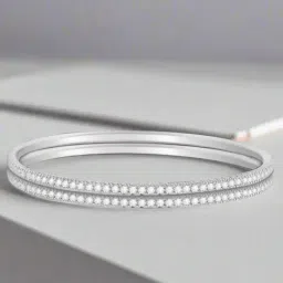 Zavya Statement Cubic Zirconia 925 Sterling Silver Rhodium-Plated Bangles (Pair)-image-45
