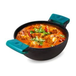 The Indus Valley Black Cast Iron Pre-Seasoned Kadhai with Silicone Grip (1.7 L)-image-5