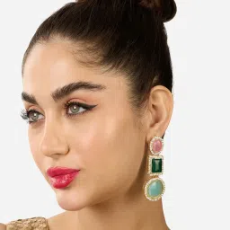 Zaveri Pearls Multicolor Stones Ethnic Austrian Diamonds Embellished Drop Earring-ZPFK17547 image 4