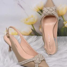 Ronnie Grey Women's Khaki Back Strap Stilettos-image-100