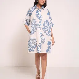 Akkriti By Pantaloons White Cotton Boxy Fit Printed Dress-picture-21