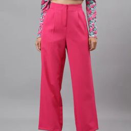 Latin Quarters Pink Regular Fit Mid Rise Pleated Trousers-image-89