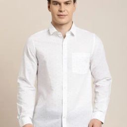 Turtle White Cotton Linen Slim Fit Printed Shirt-picture-17