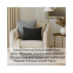 THROWPILLOW Charcoal & White Embellished Square Cushion Covers-image-53