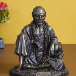 eCraftIndia Sitting Sai Baba Cold Cast Bronze Resin Decorative Figurine-14