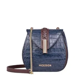Hidesign Navy Textured Medium Sling Handbag-32