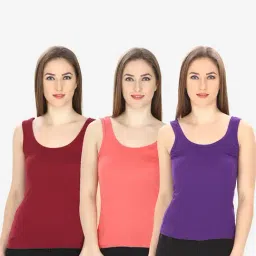 Friskers Multicolor Cotton Camisole (Pack Of 3)-picture-2