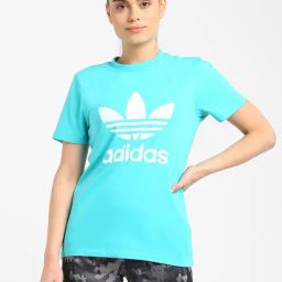 Adidas Originals Blue TREFOIL Printed T-Shirt-image-59