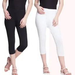 Dollar Missy Black & White Cotton Capris (Pack  of 2)-image-93
