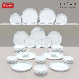 @home Moon Morning Glory White & Blue Glass Dinner Set-image-3