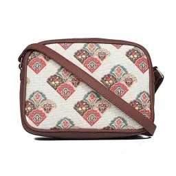 ZOUK White Printed Small Cross Body Bag-11