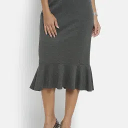 Office & You Grey A-Line Skirt-image-28