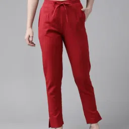 Yufta Maroon Cotton Trousers-image-16