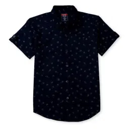Palm Tree Kids Navy Cotton Printed Shirt-image-50