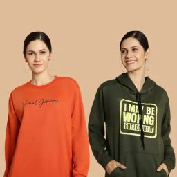 Vimal Jonney Rust & Green Printed Sweatshirt - Pack Of 2-image-78