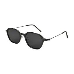 Voyage Black Oval UV Protection Unisex Sunglasses-image-0