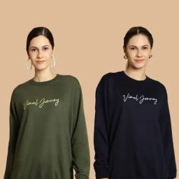 Vimal Jonney Green & Navy Printed Sweatshirt - Pack Of 2-image-80