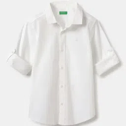 United Colors of Benetton Kids White Regular Fit Full Sleeves Shirt-picture-34