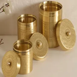 Peepul Tree Brass Storage Jar/Container with Lid for Tea, Sugar and Spice| Small, Medium & Large image 4
