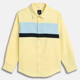 Allen Solly Boys Yellow Cotton Color Block Shirt-picture-24