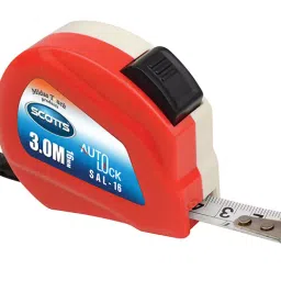 SCOTTS Auto Lock 3m x 16mm Measuring Tape White & Red, SAL-16 Pack of 10-25