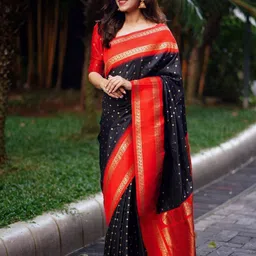 BlueRang Woven Design Zari Banarasi Saree-image-75
