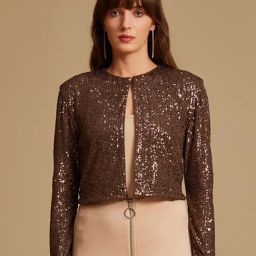 Kazo Brown Silk Embellished Shrug-picture-19