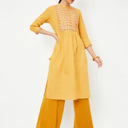 max Women Mandarin Collar Three-Quarter Sleeves Thread Work Straight Kurta-picture-45