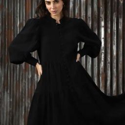High Star Black Cotton Relaxed Fit Maxi Dress-image-9