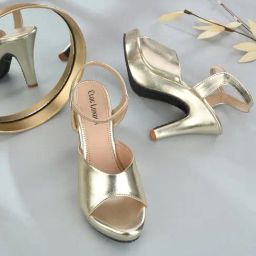 Clog London Women's Golden Ankle Strap Stilettos-picture-1
