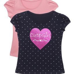PLUM TREE Girls Pack of 2 Graphic Printed T-shirts-image-7